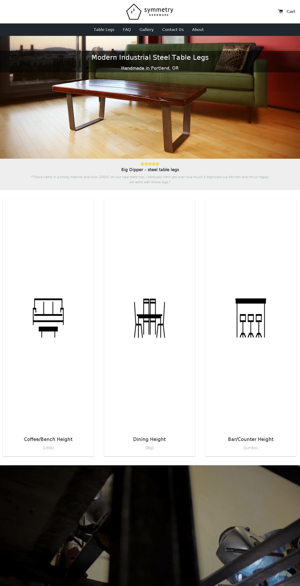 steeltablelegs.com shopify website screenshot