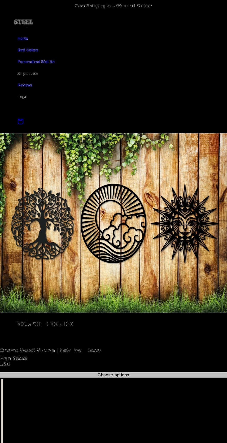 steelwallart.com shopify website screenshot