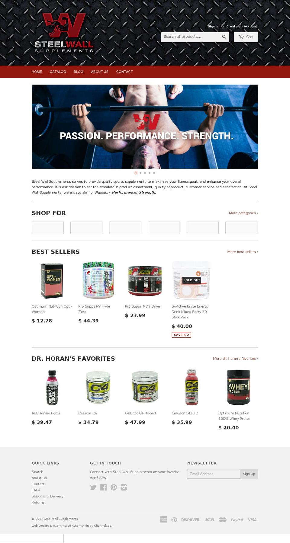 steelwallsupplements.com shopify website screenshot