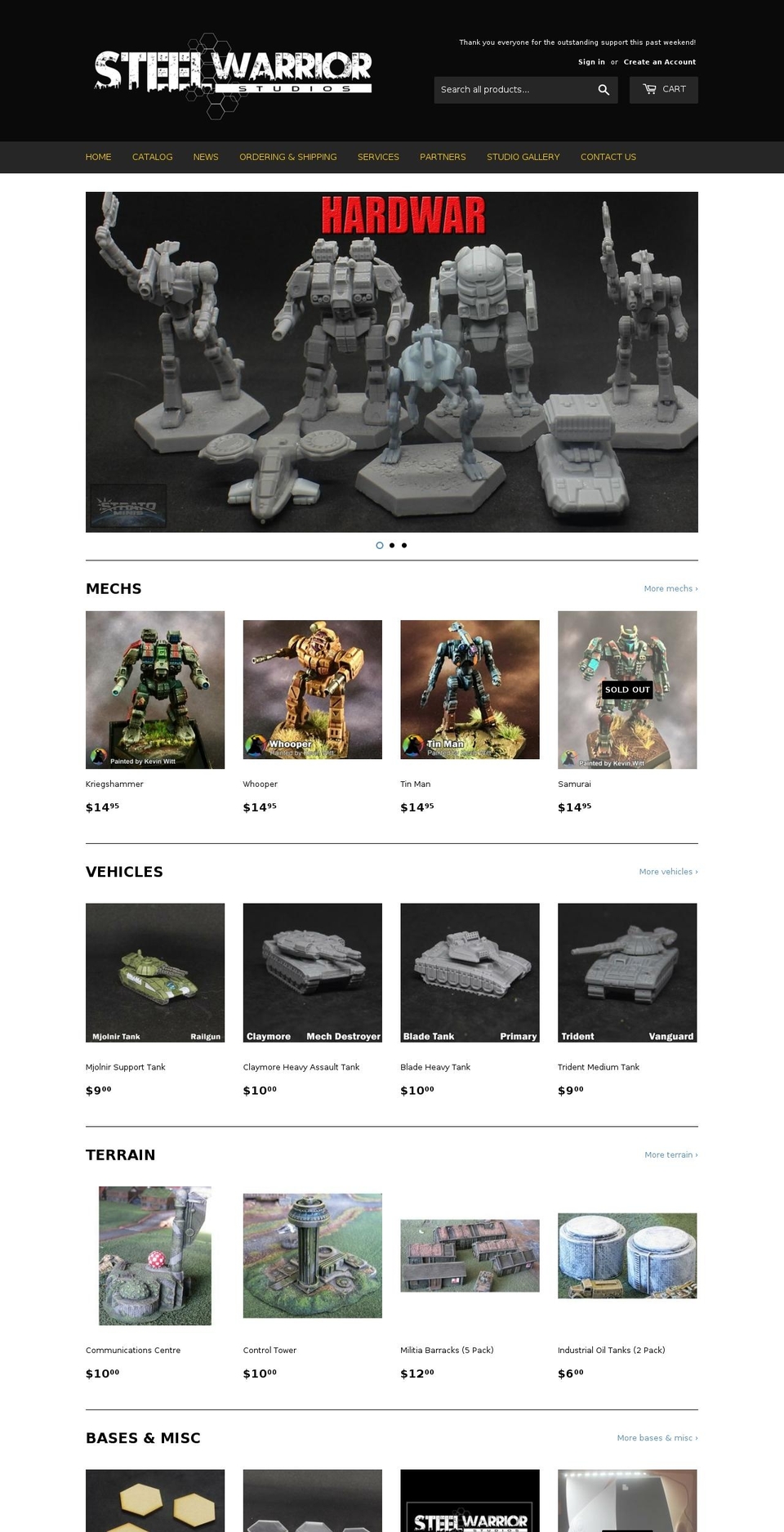 steelwarriorstudios.com — Shopify storefront screenshot
