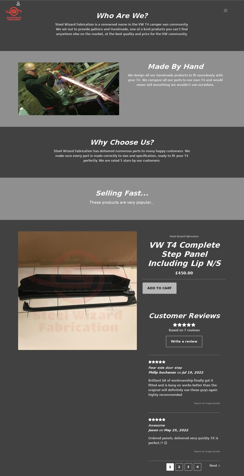 steelwizardfabrication.com shopify website screenshot