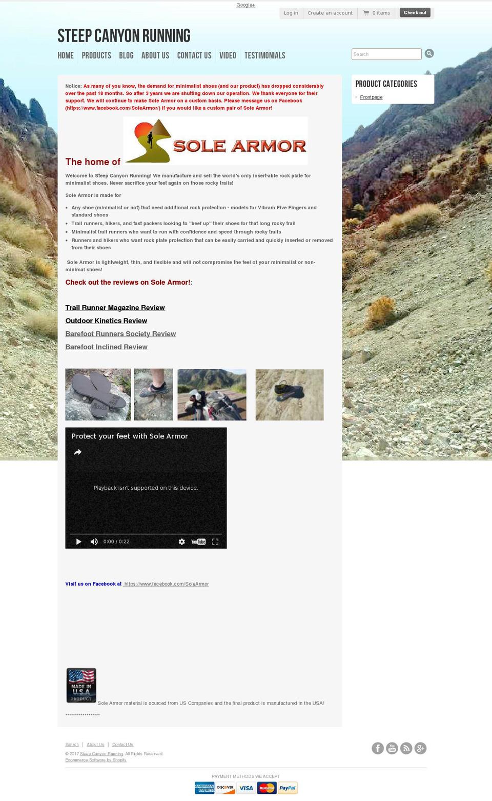 steepcanyonrunning.com shopify website screenshot