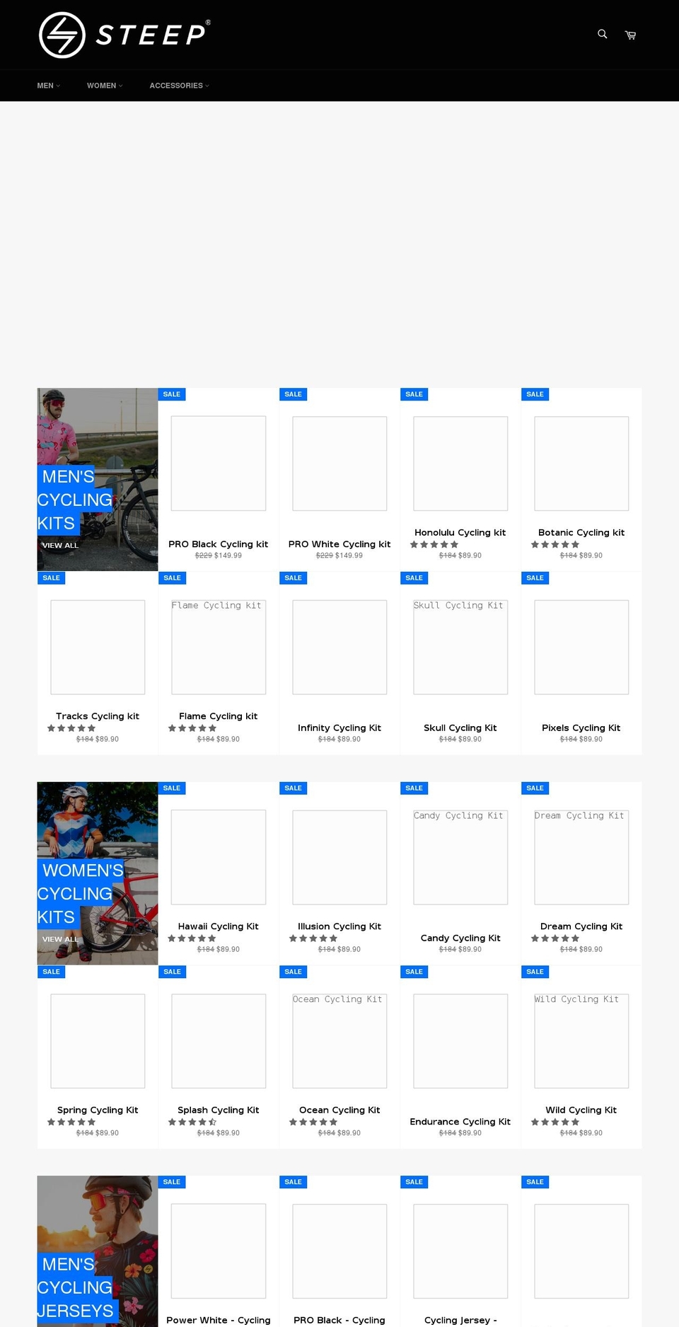 steepcycling.com — Shopify storefront screenshot