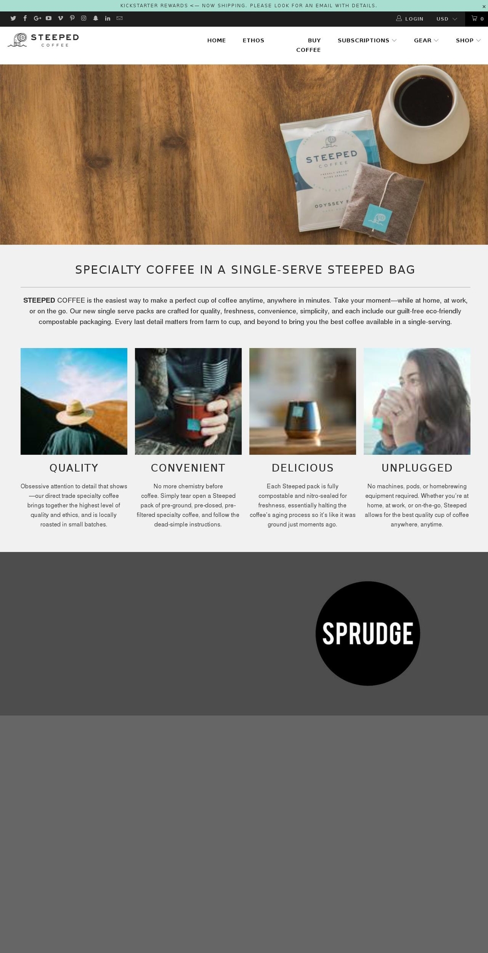 Coffee Shopify theme site example steepedcoffee.com
