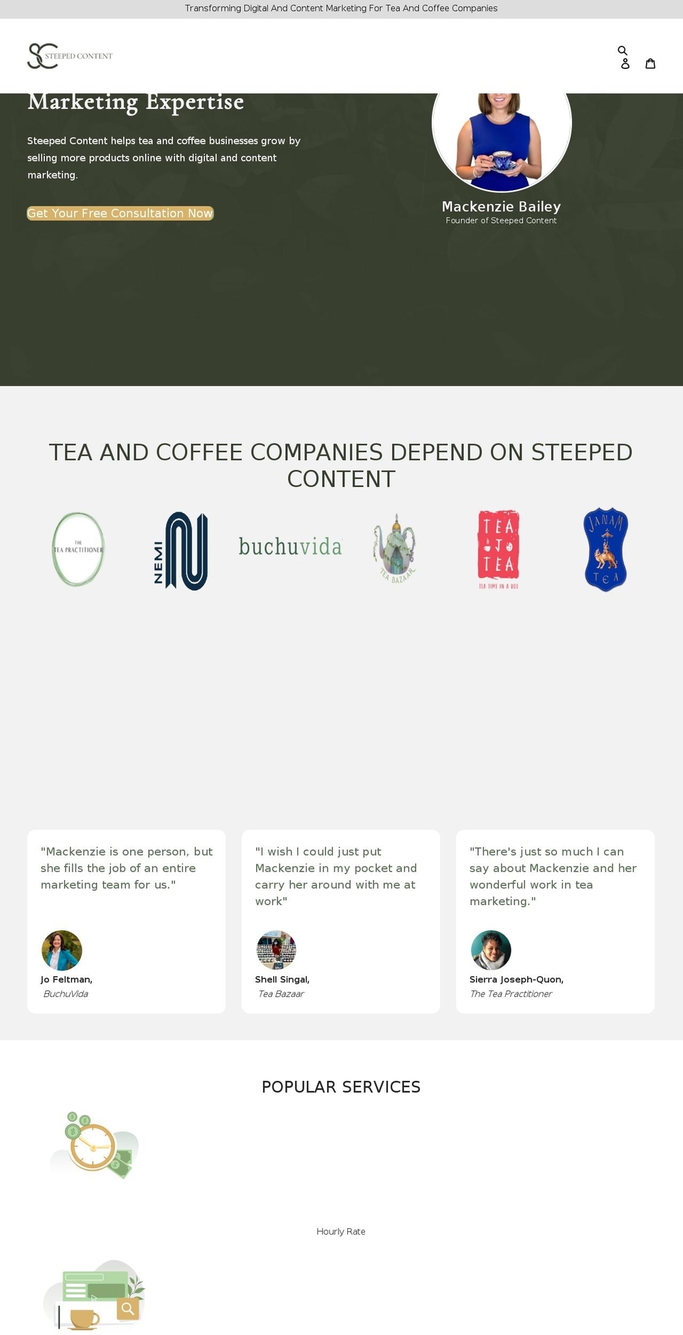 steepedcontent.com shopify website screenshot