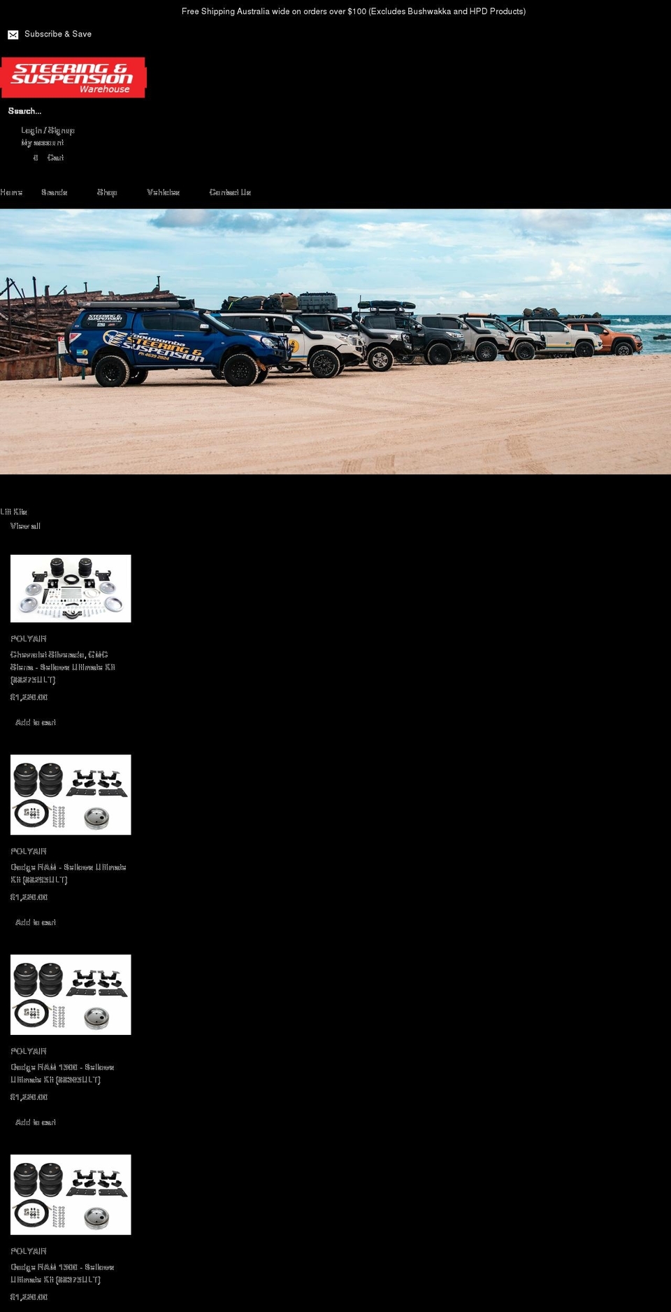 steeringandsuspensionwarehouse.com.au shopify website screenshot