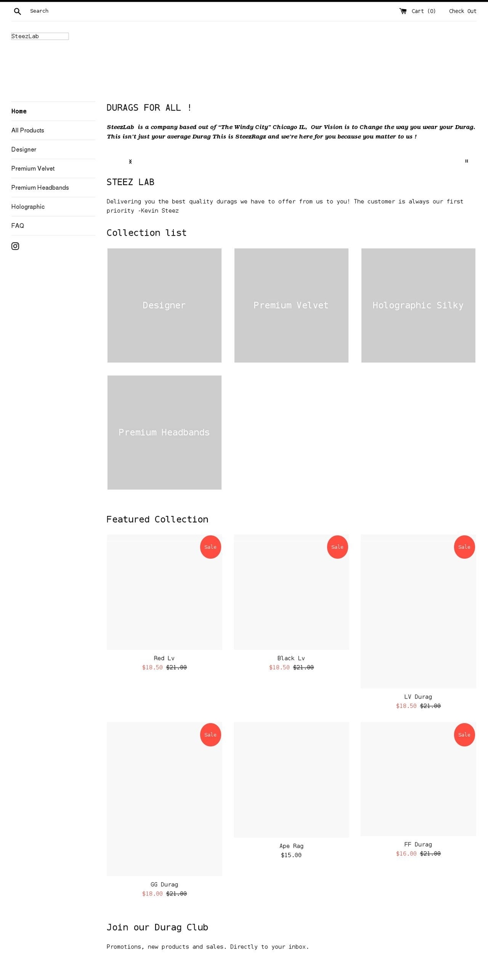 steezlab.com shopify website screenshot