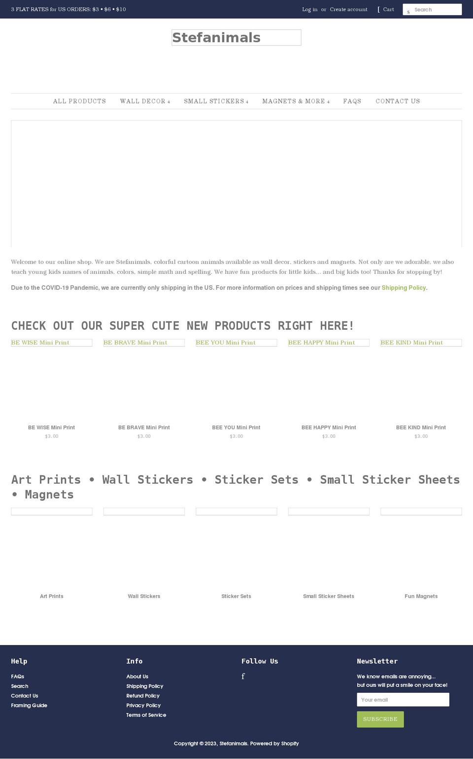 stefanimals.com shopify website screenshot