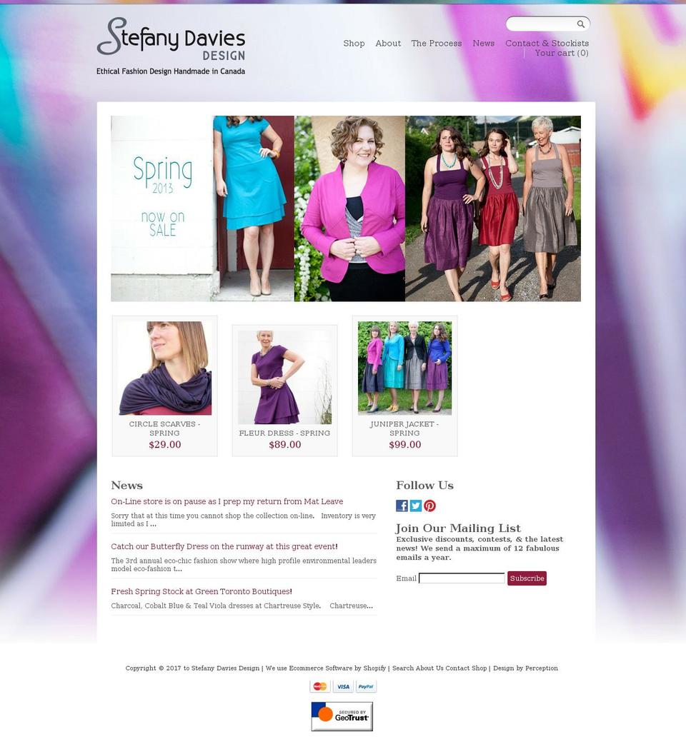 stefanydavies.ca shopify website screenshot