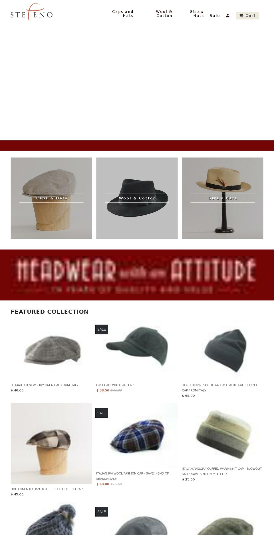 stefenohats.com — Shopify storefront screenshot