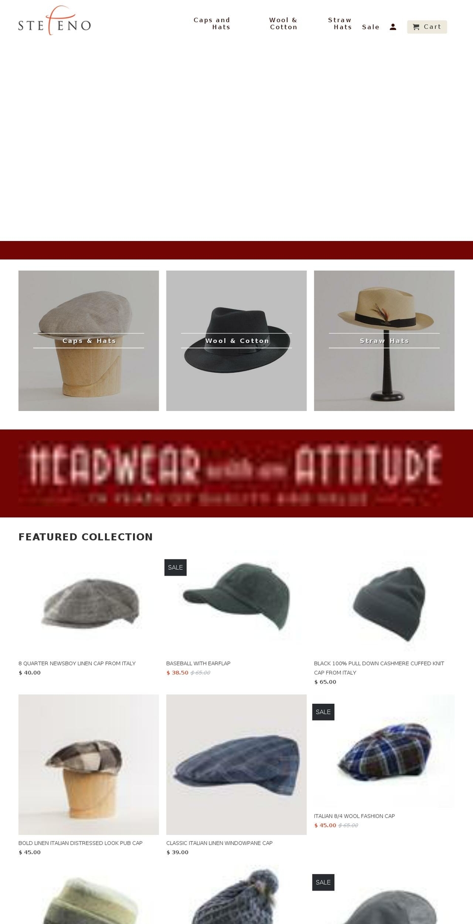 stefenohats.net shopify website screenshot