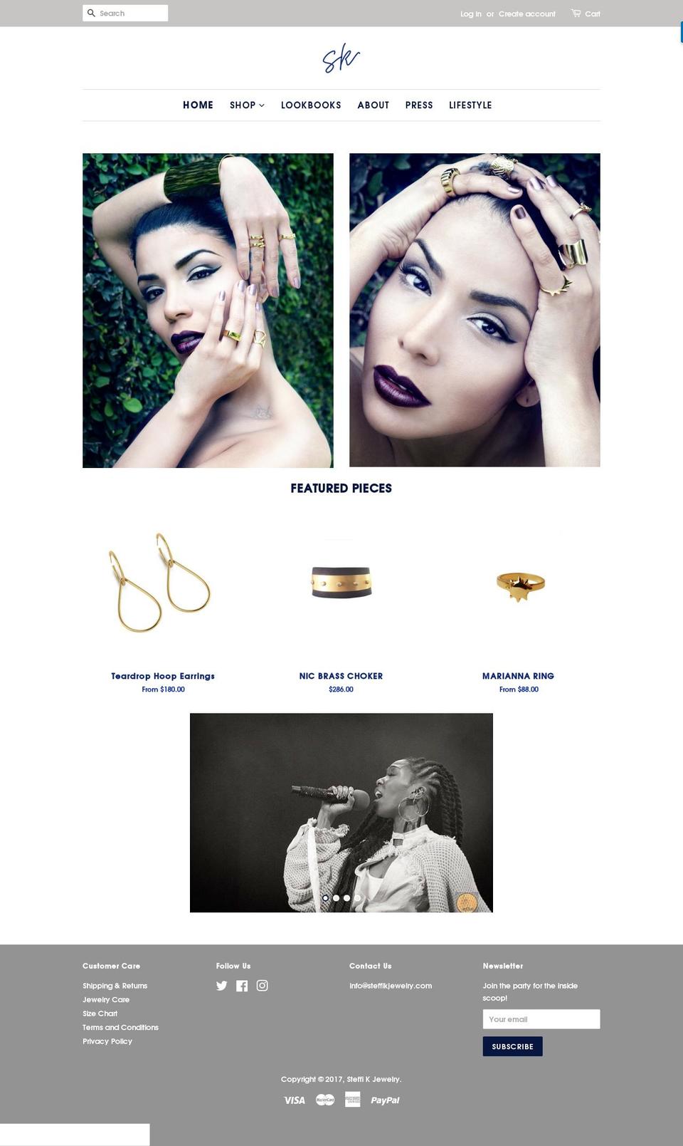 steffikjewelry.com shopify website screenshot