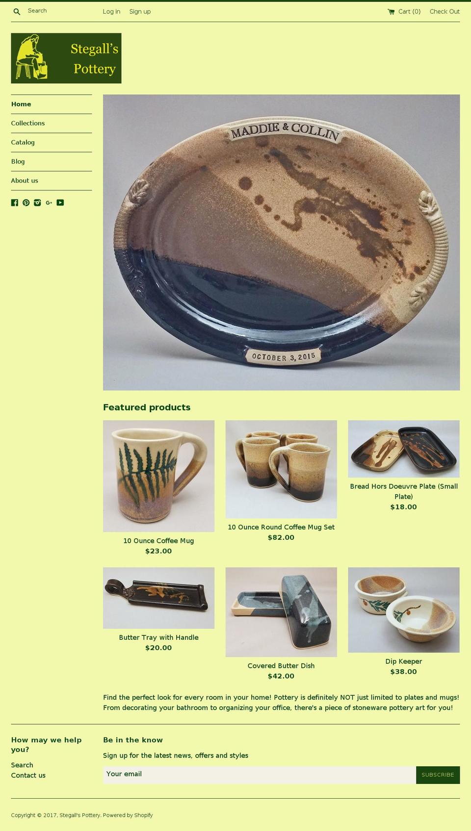 stegallspottery.com shopify website screenshot