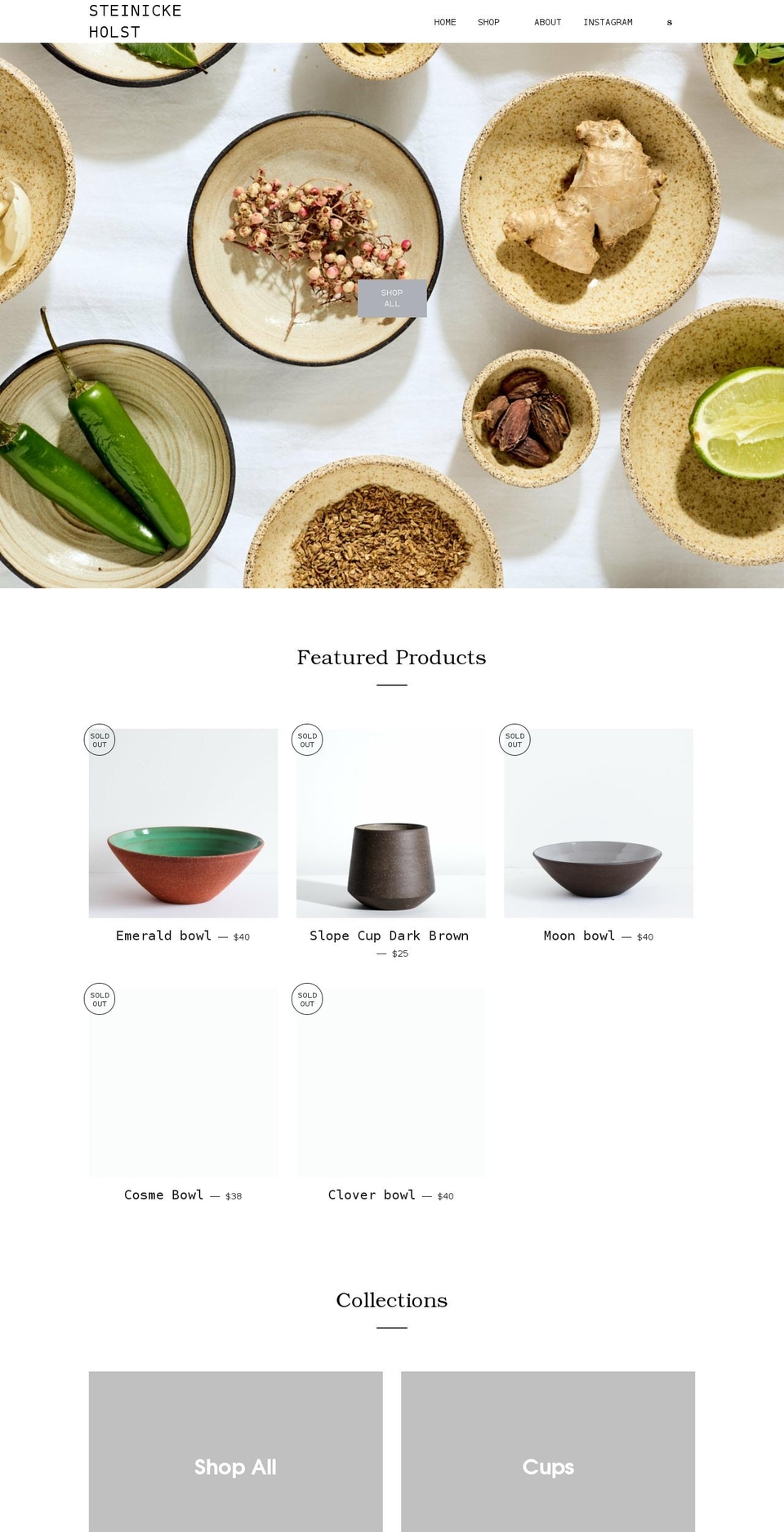steinickeholst.com shopify website screenshot