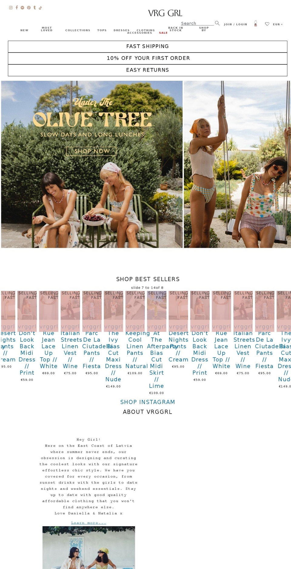 stellaandsheri.com shopify website screenshot