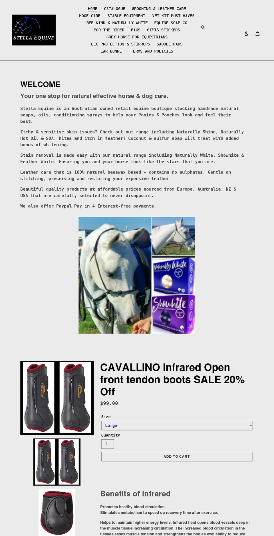 stellaequine.com shopify website screenshot