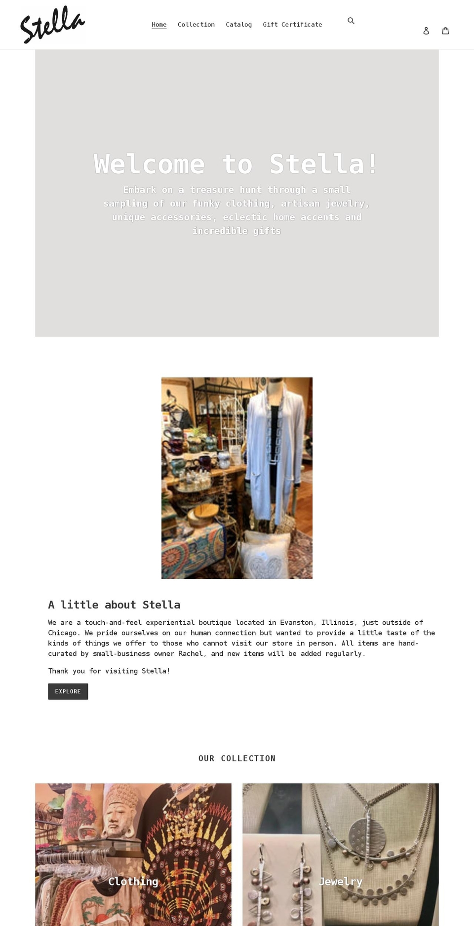 stellaevanston.com shopify website screenshot