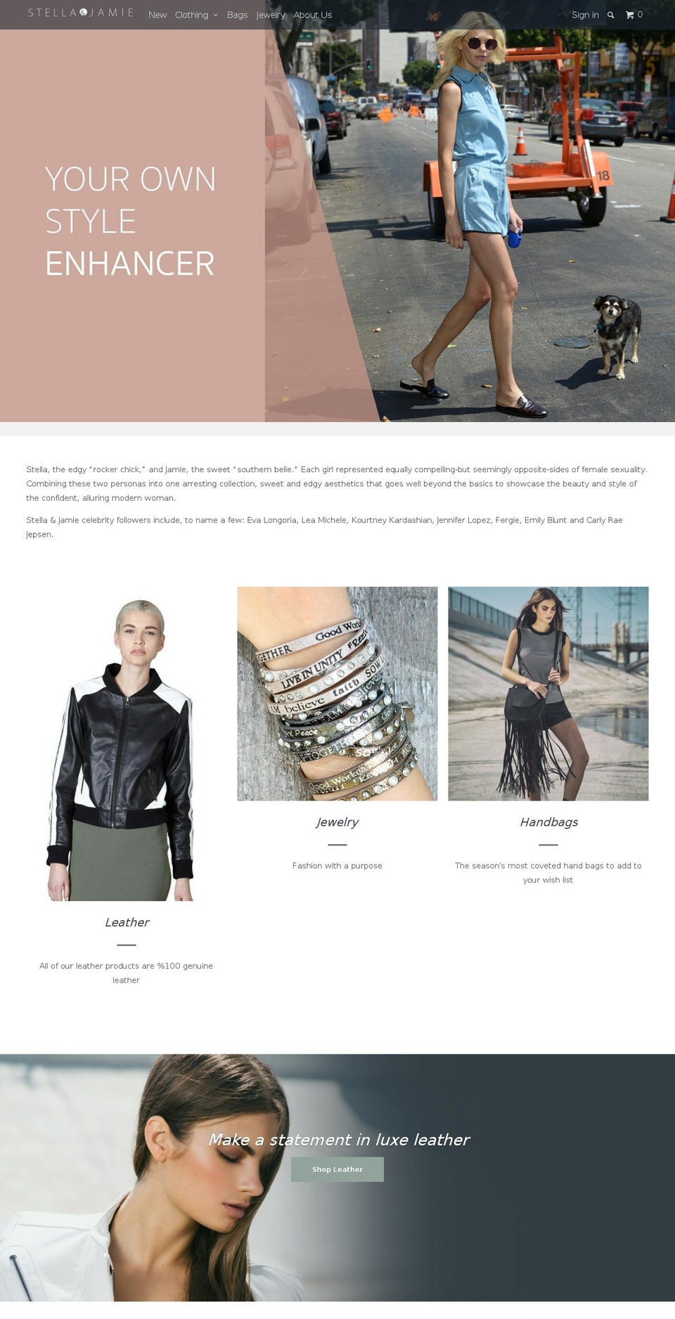 stellajamie.com shopify website screenshot