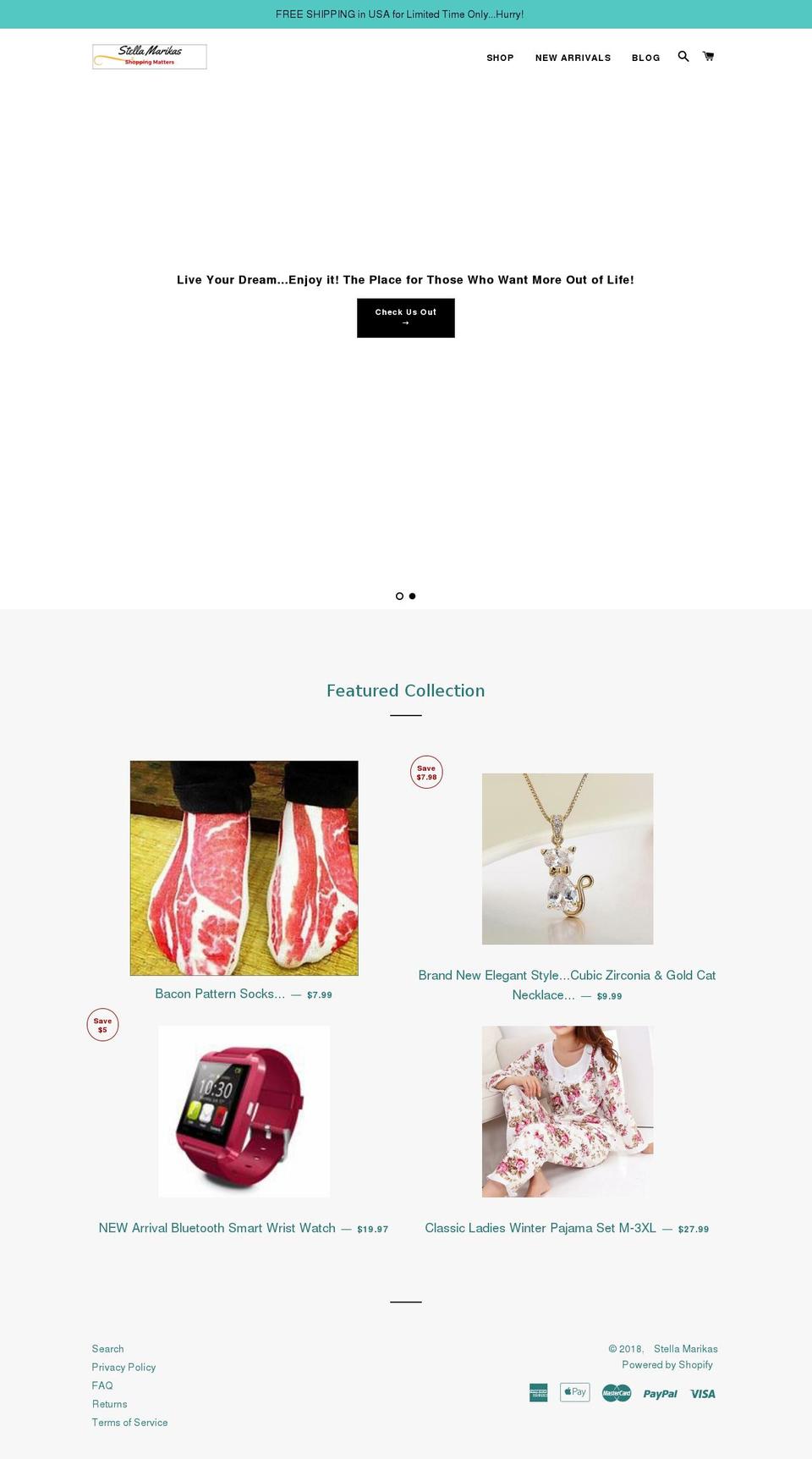 stellamarikas.com — Shopify storefront screenshot