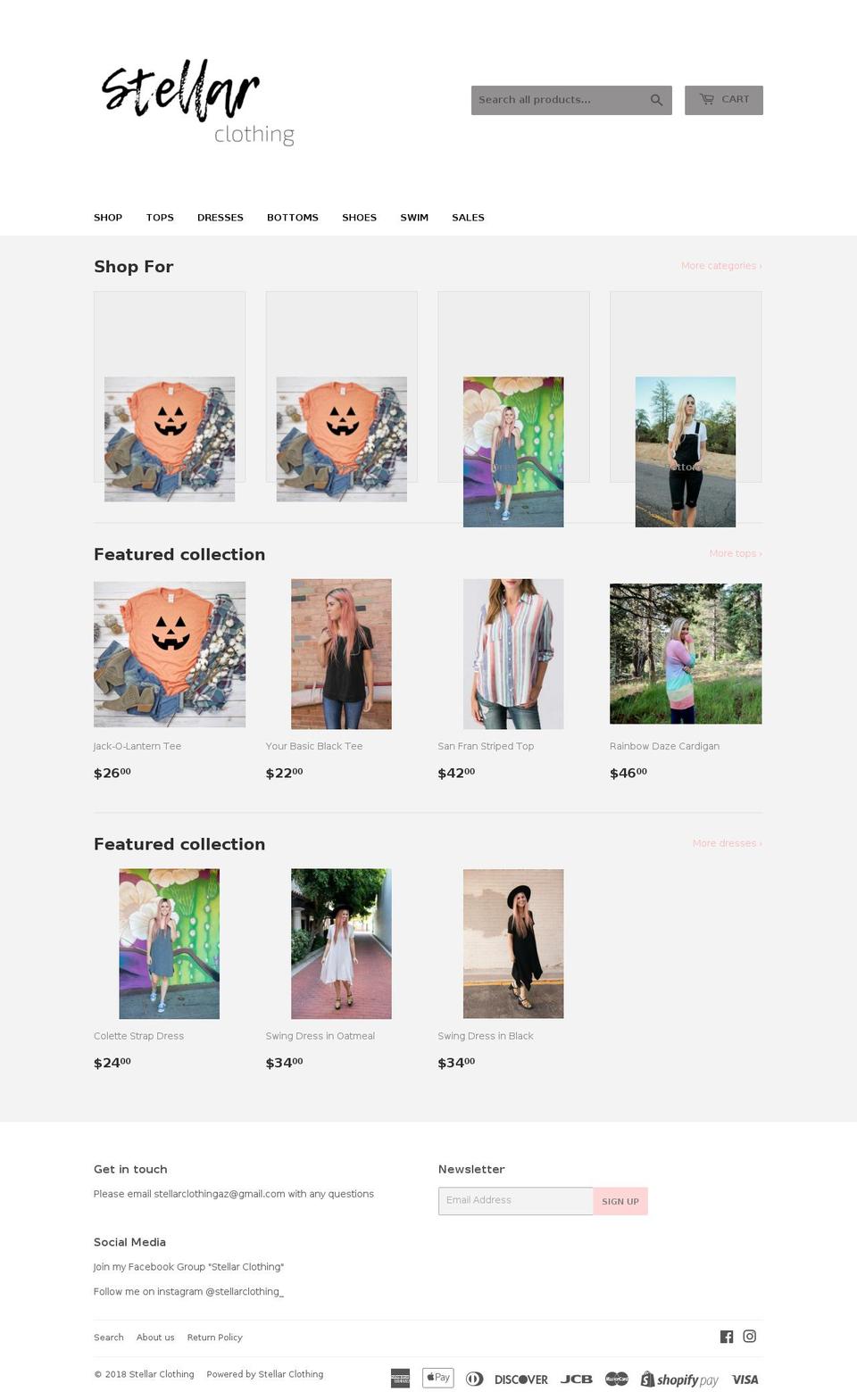 stellarclothing.net shopify website screenshot
