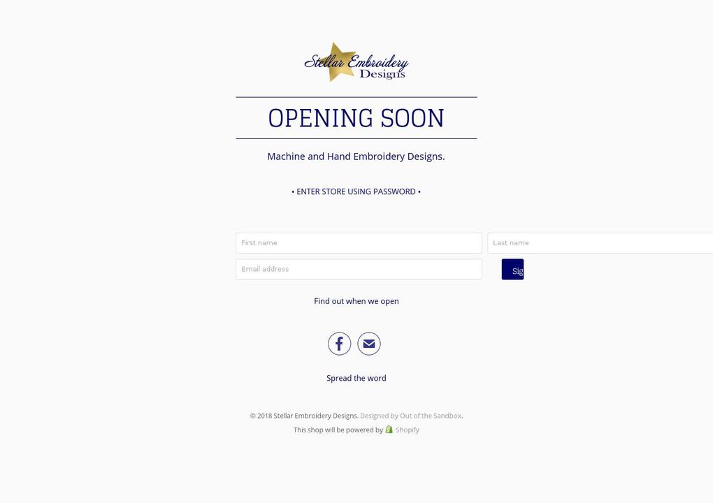 stellarembdesigns.com — Shopify storefront screenshot