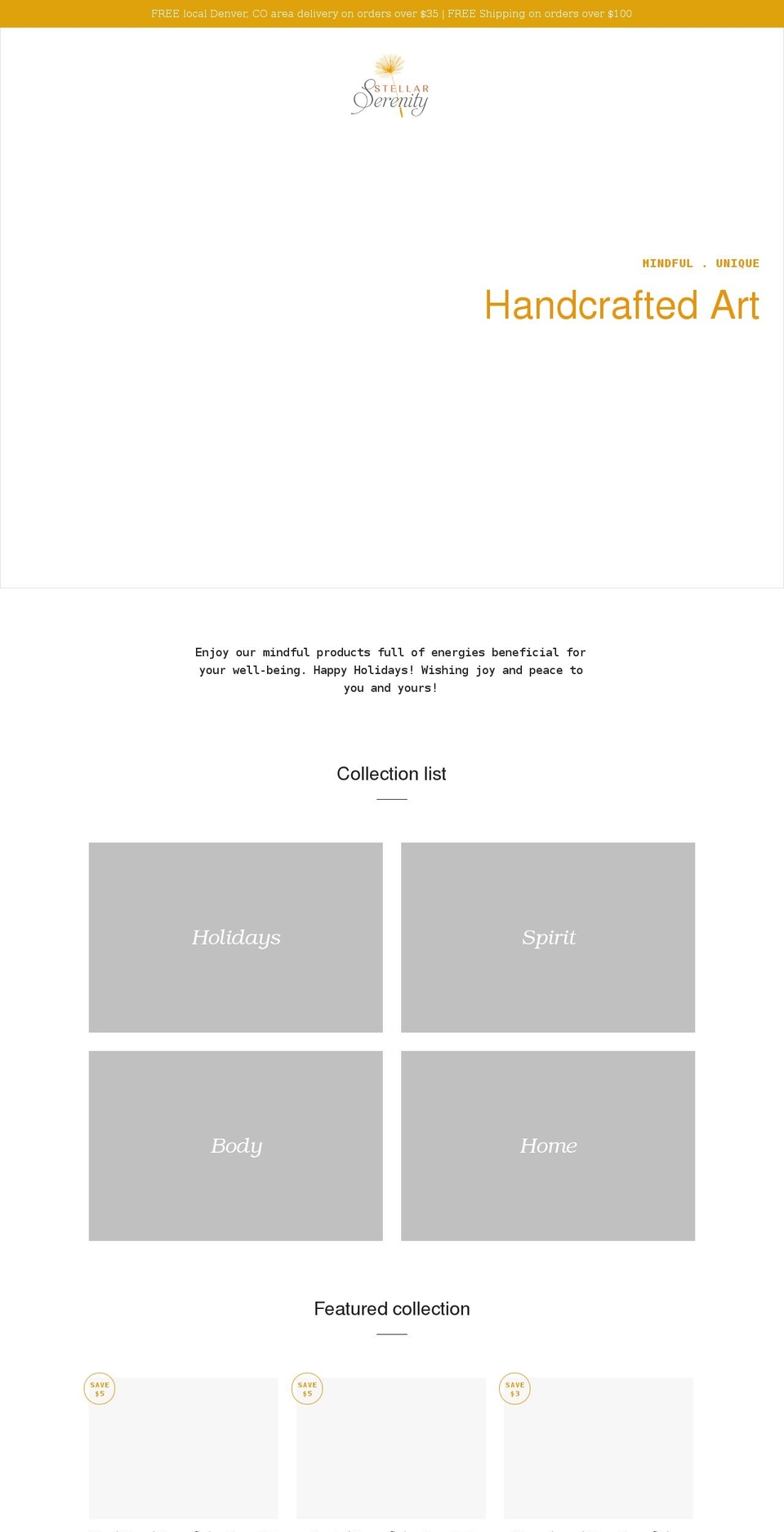 stellarserenity.com shopify website screenshot