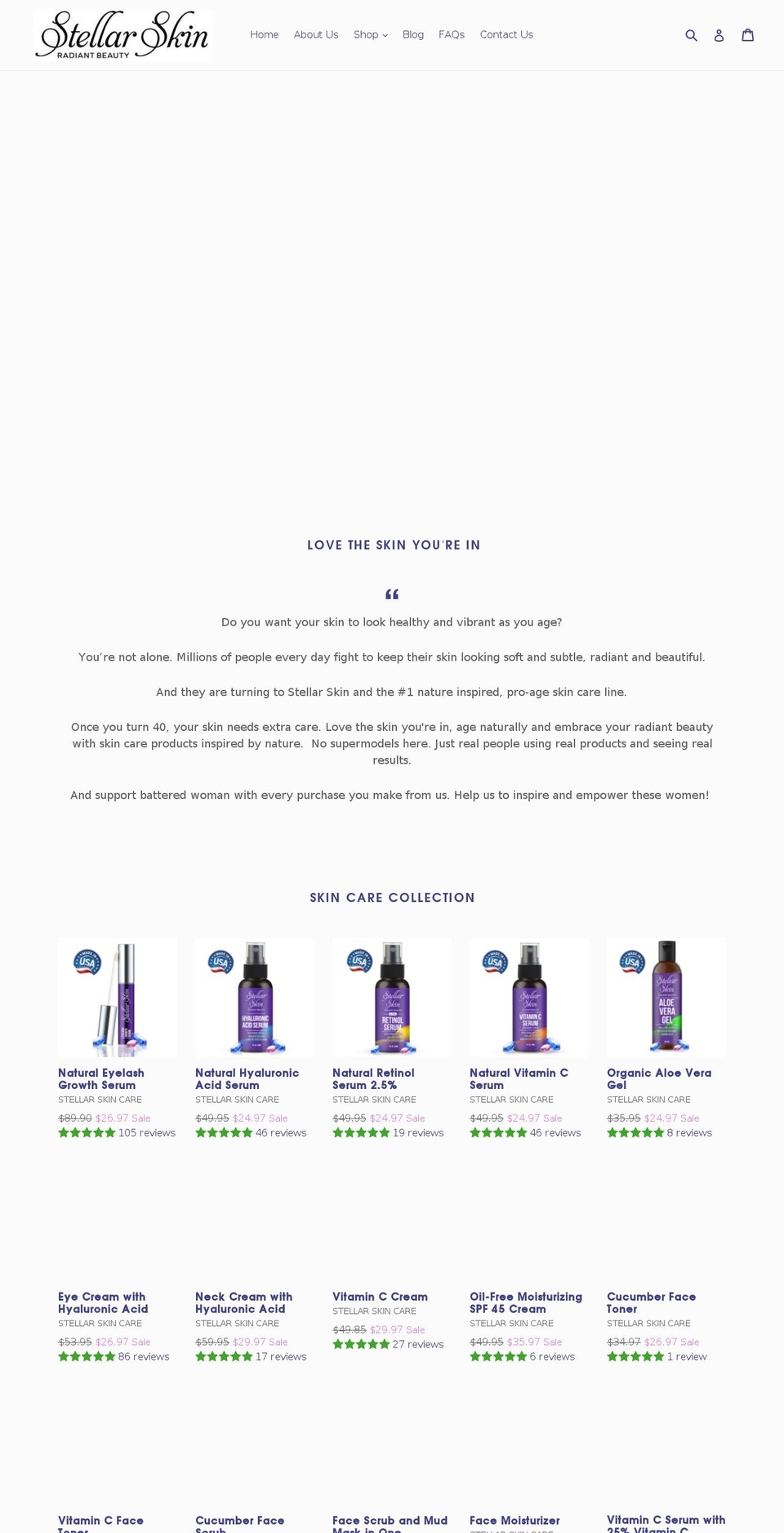 stellarskin.net shopify website screenshot