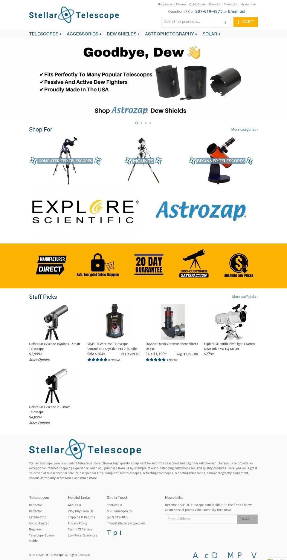 stellartelescope.com shopify website screenshot