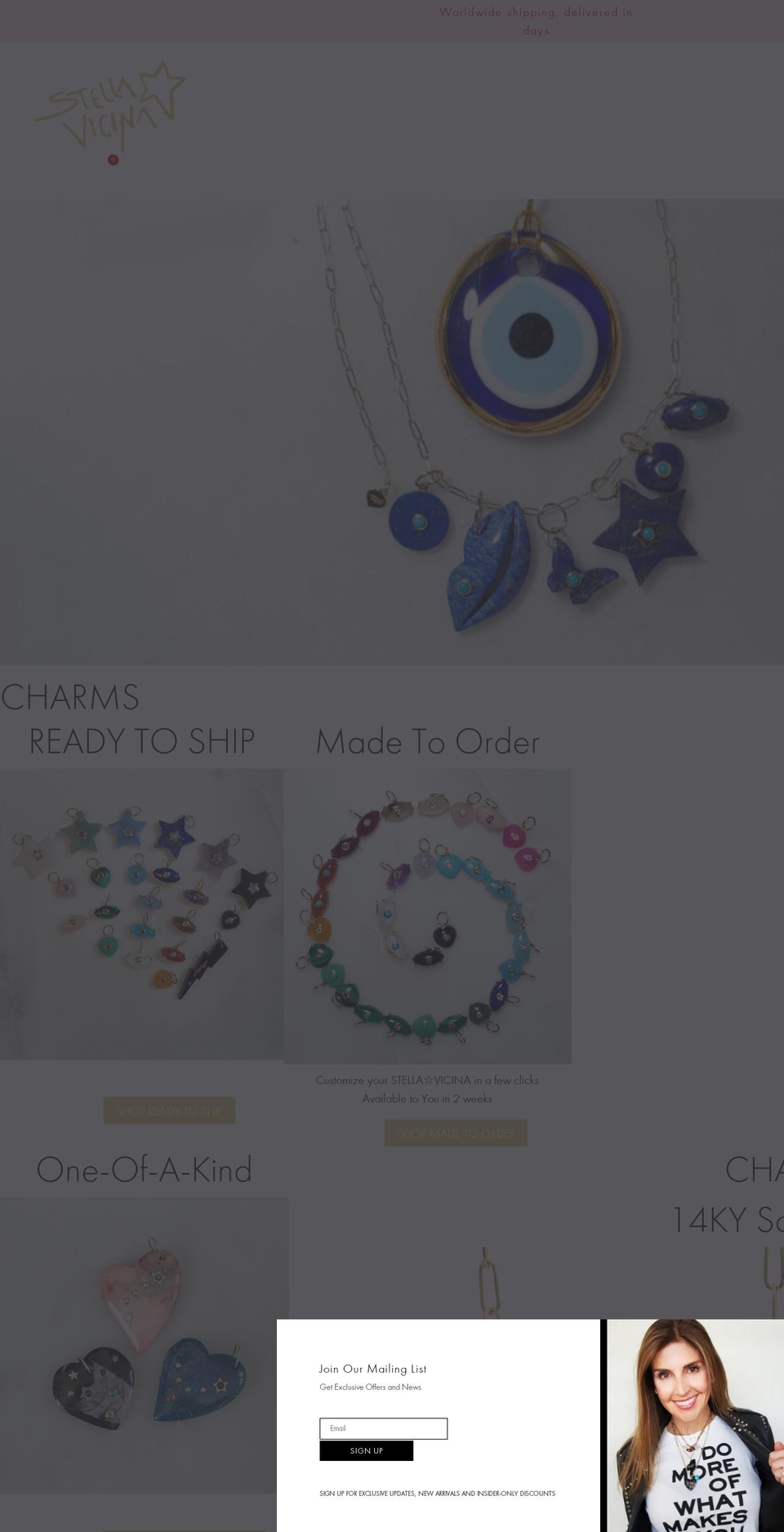 stellavicinajewelry.com shopify website screenshot