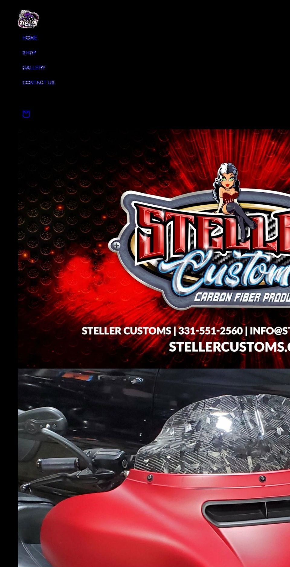 stellercustoms.com shopify website screenshot