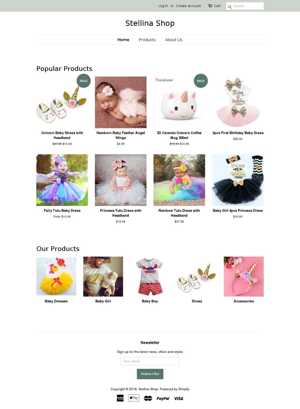 stellinashop.com — Shopify storefront screenshot