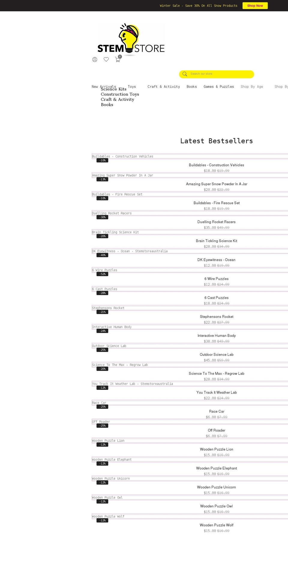 stemstore.com.au shopify website screenshot