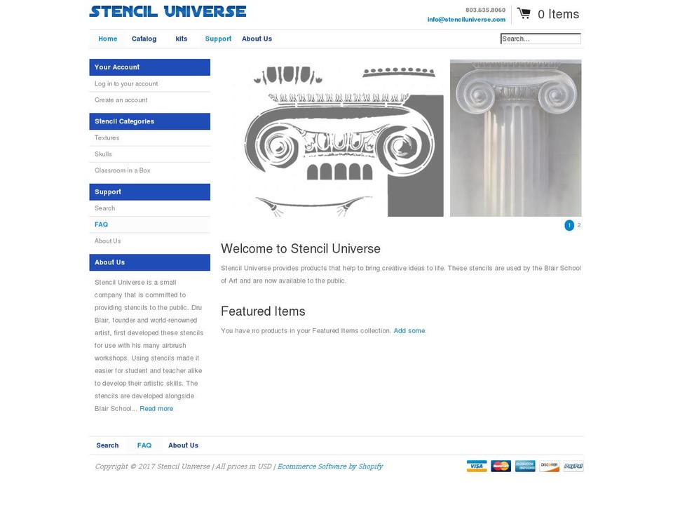 stenciluniverse.com shopify website screenshot