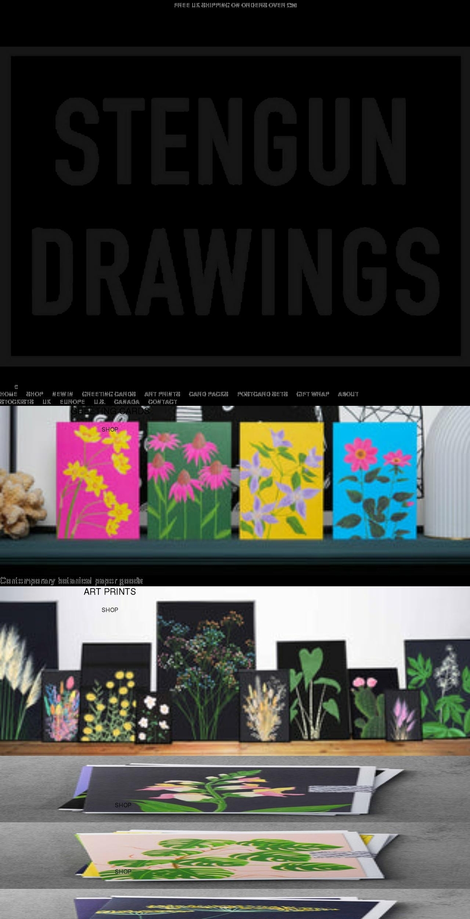 stengundrawings.com shopify website screenshot