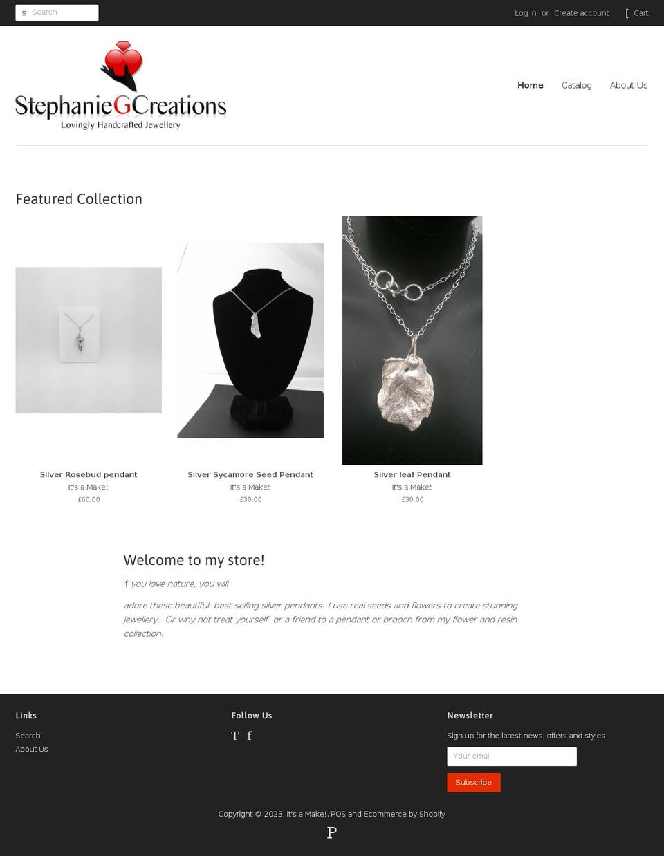 stephanie-g-creations.co.uk shopify website screenshot