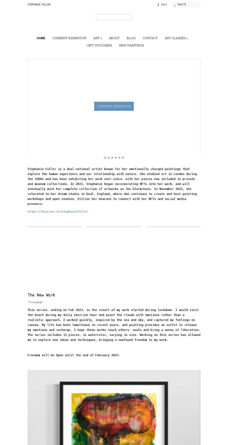 stephaniefullerartist.com shopify website screenshot