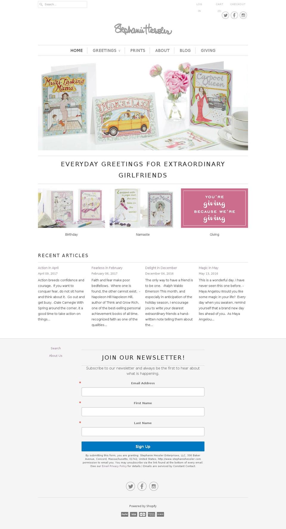 stephaniehesslerdesigns.com shopify website screenshot