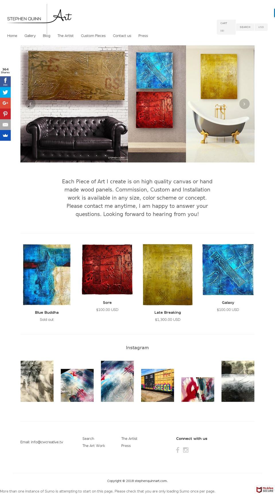 stephenquinnart.com shopify website screenshot