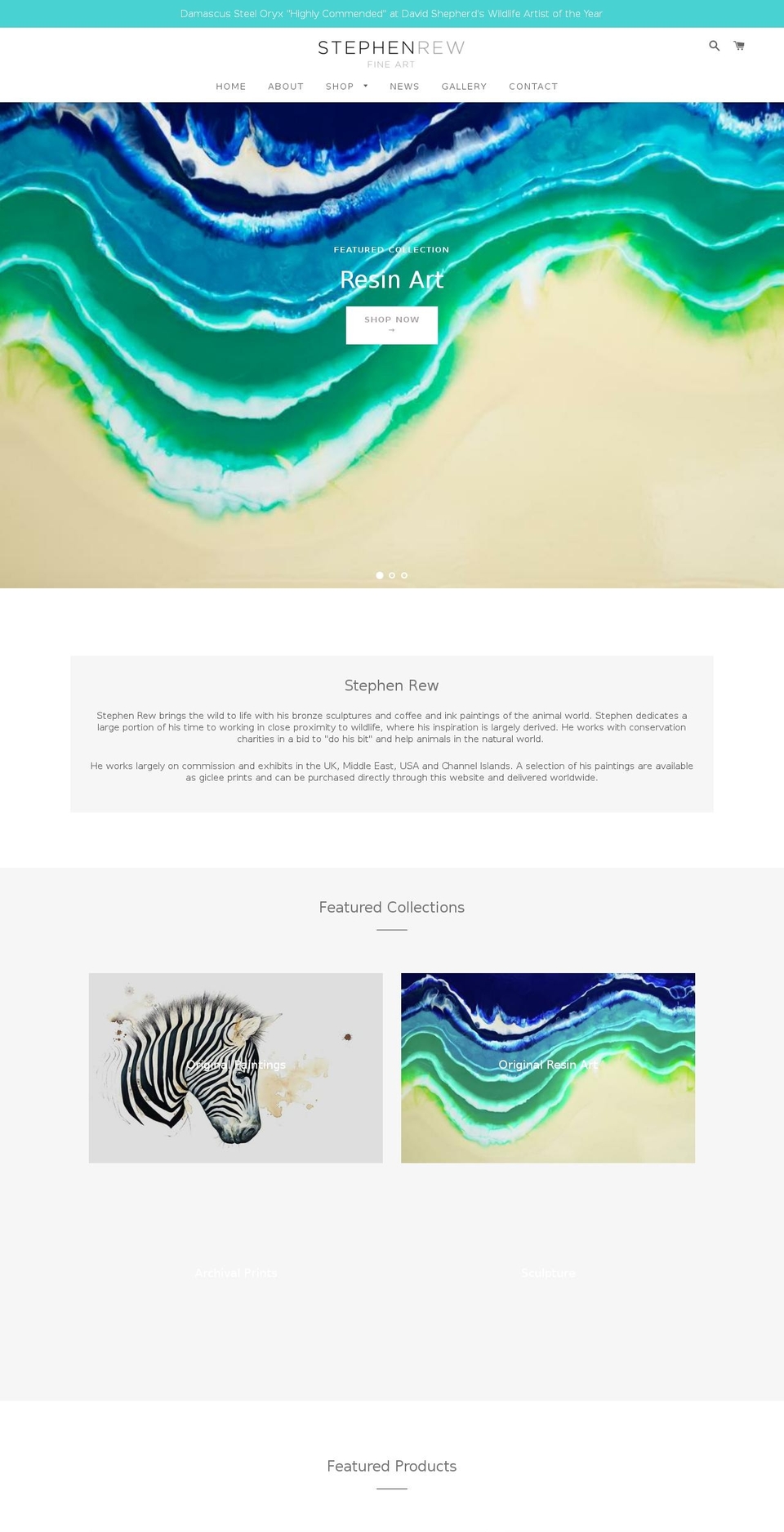 stephenrewfineart.com — Shopify storefront screenshot