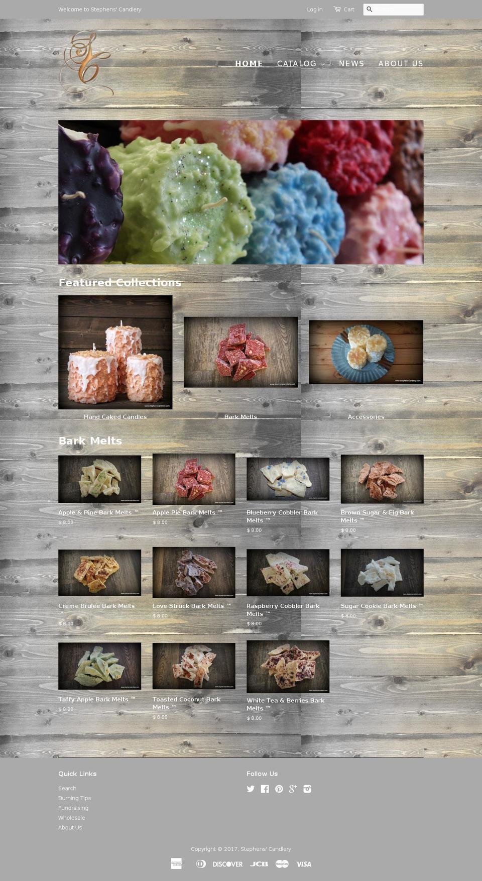 stephenscandlery.com shopify website screenshot