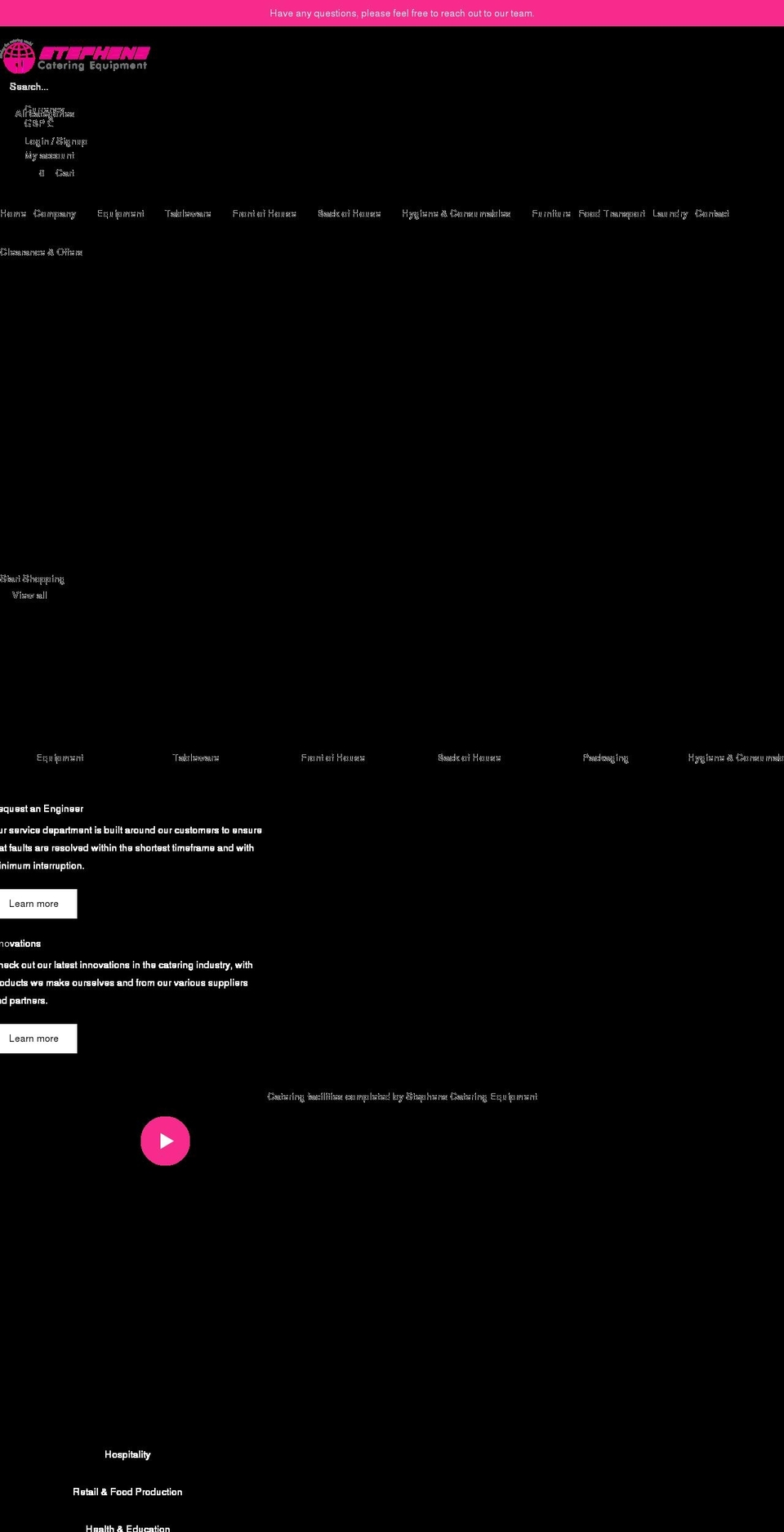 stephenscateringequipment.com shopify website screenshot