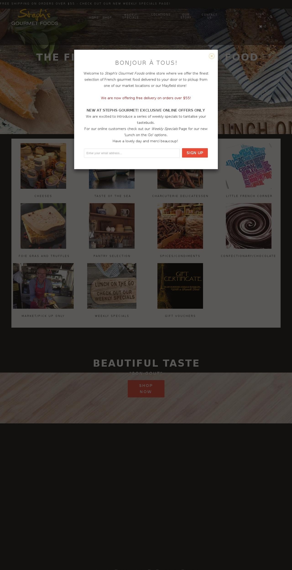 stephsgourmetfoods.com shopify website screenshot