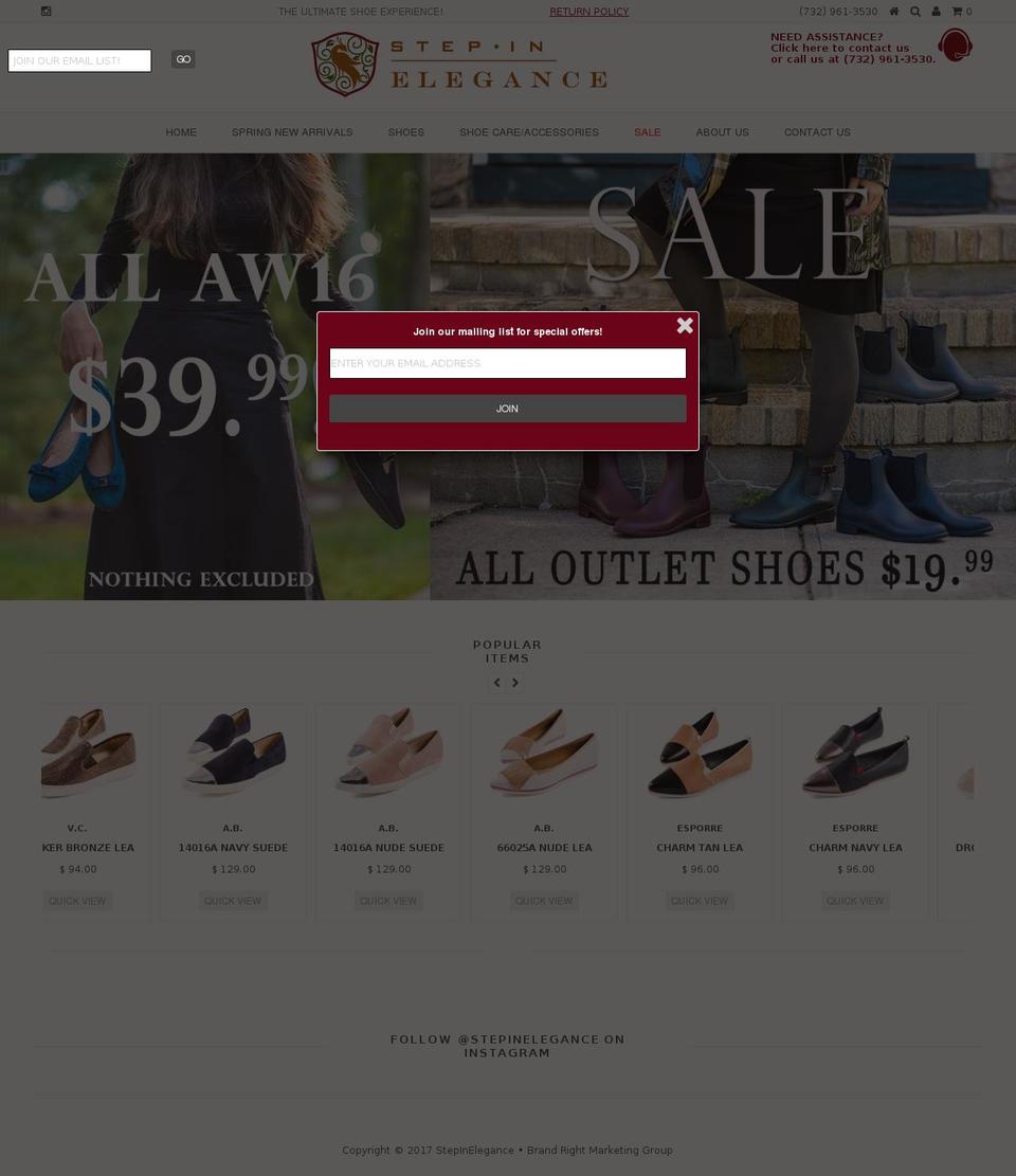 stepinelegance.com shopify website screenshot