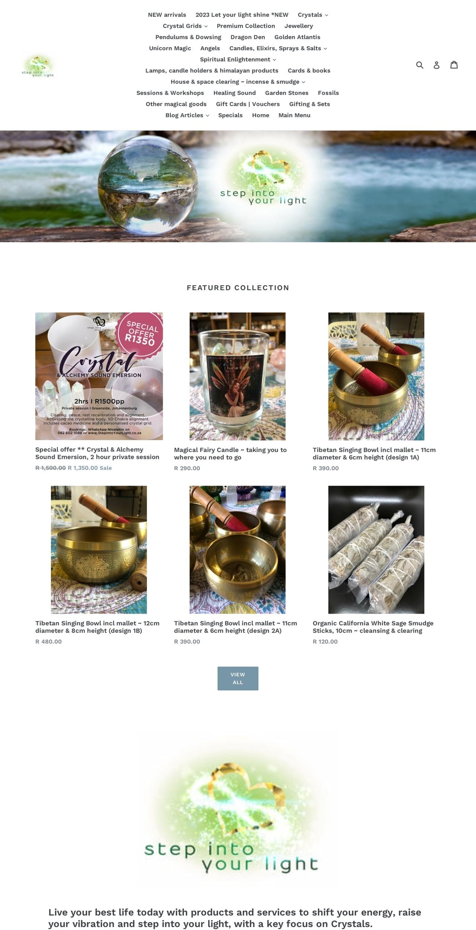 stepintoyourlight.co.za shopify website screenshot