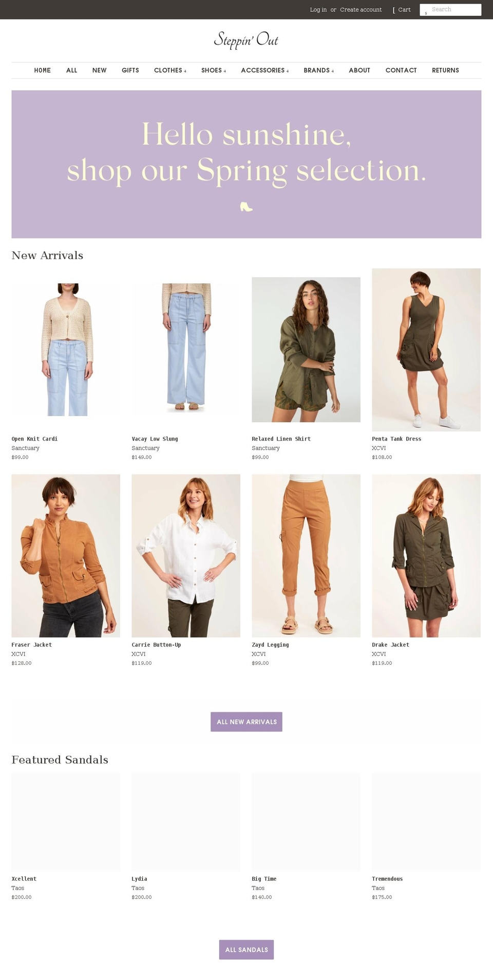 steppinout-taos.com shopify website screenshot