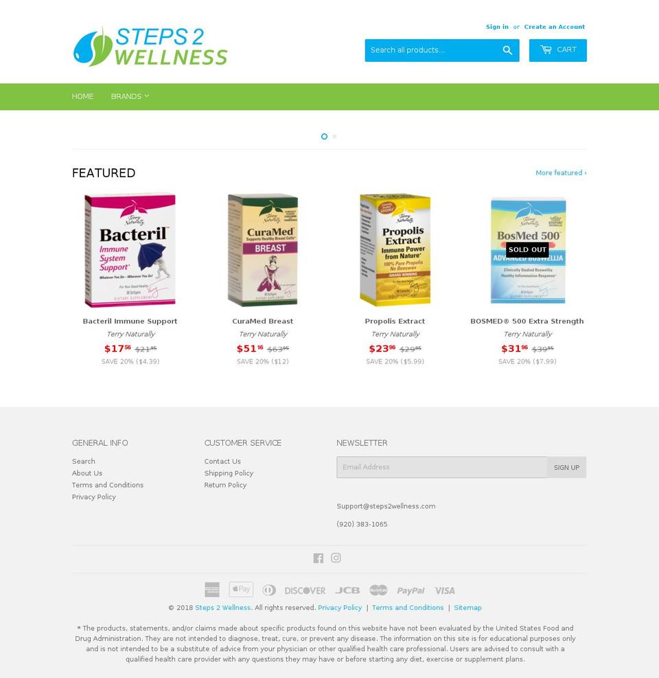 steps2wellness.com shopify website screenshot