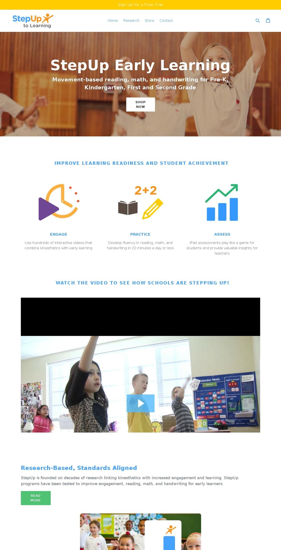 stepuptolearning.com shopify website screenshot