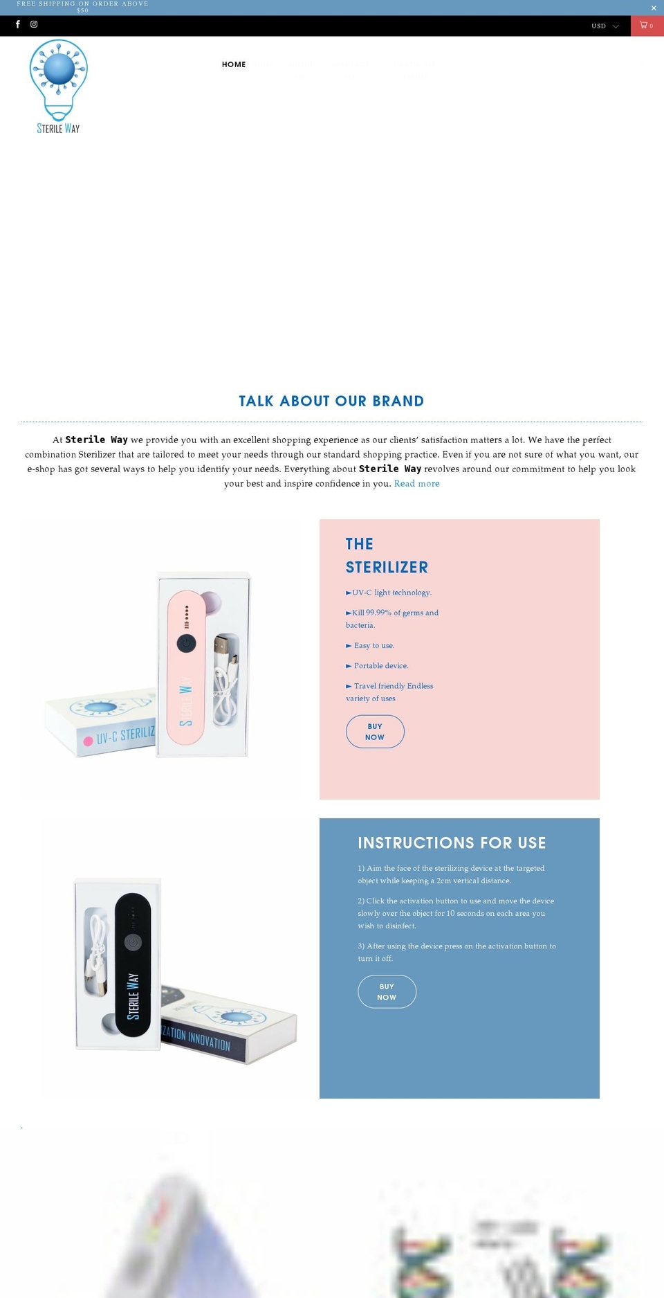 sterileways.com shopify website screenshot