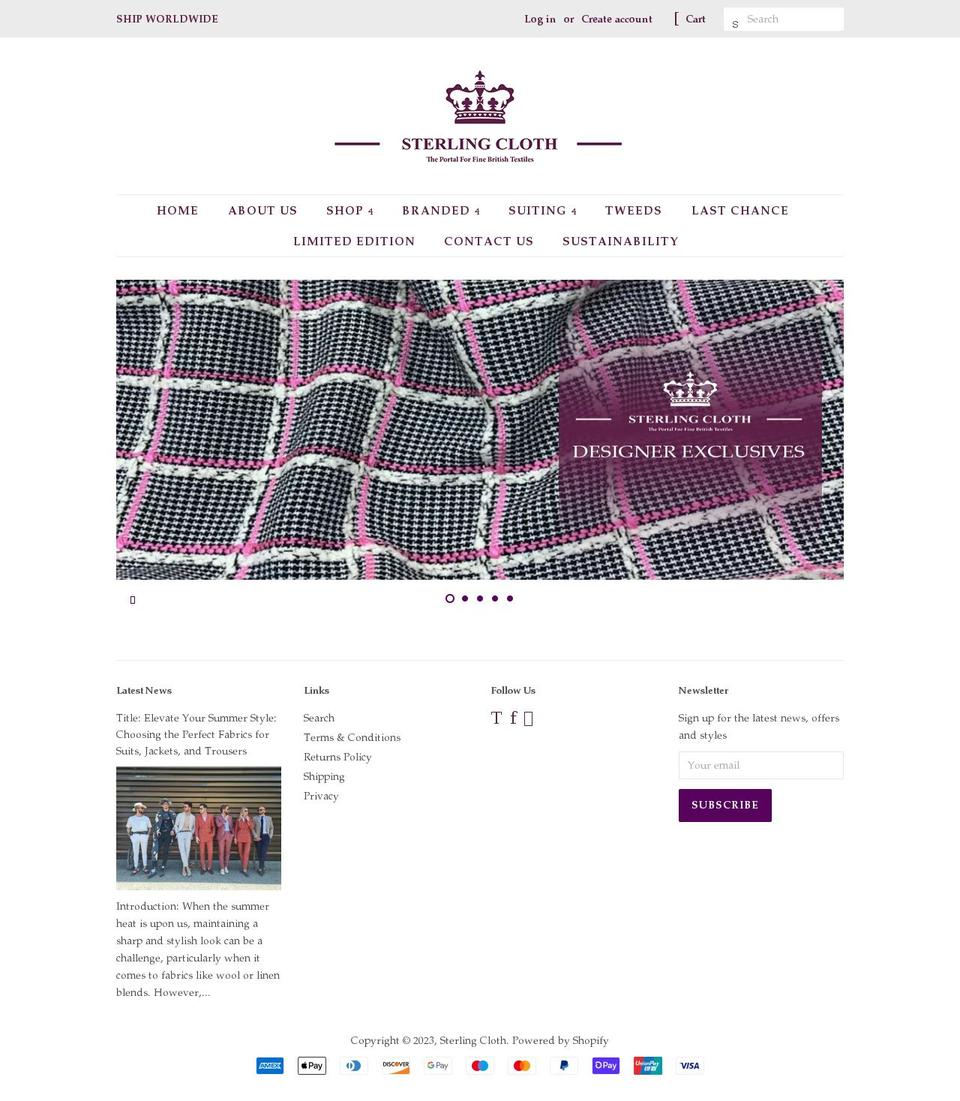 sterlingcloth.com shopify website screenshot