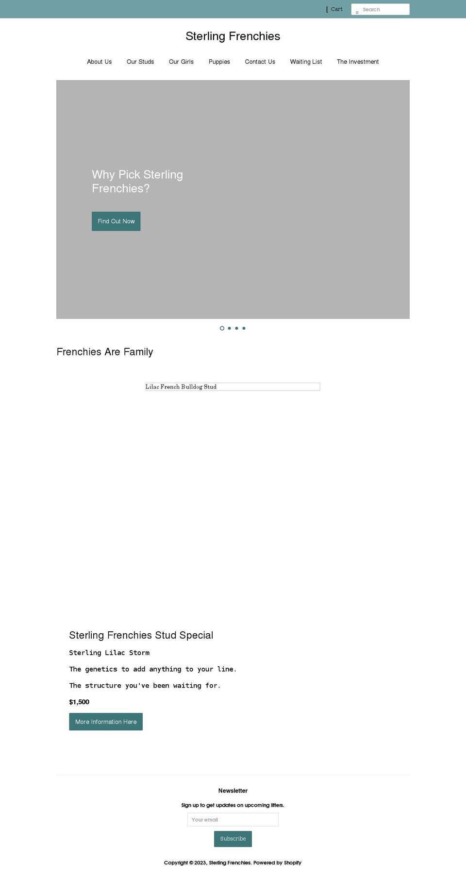 sterlingfrenchies.com shopify website screenshot